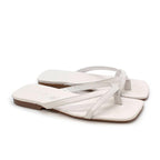 By Far Deni White Leather Flat Sandals