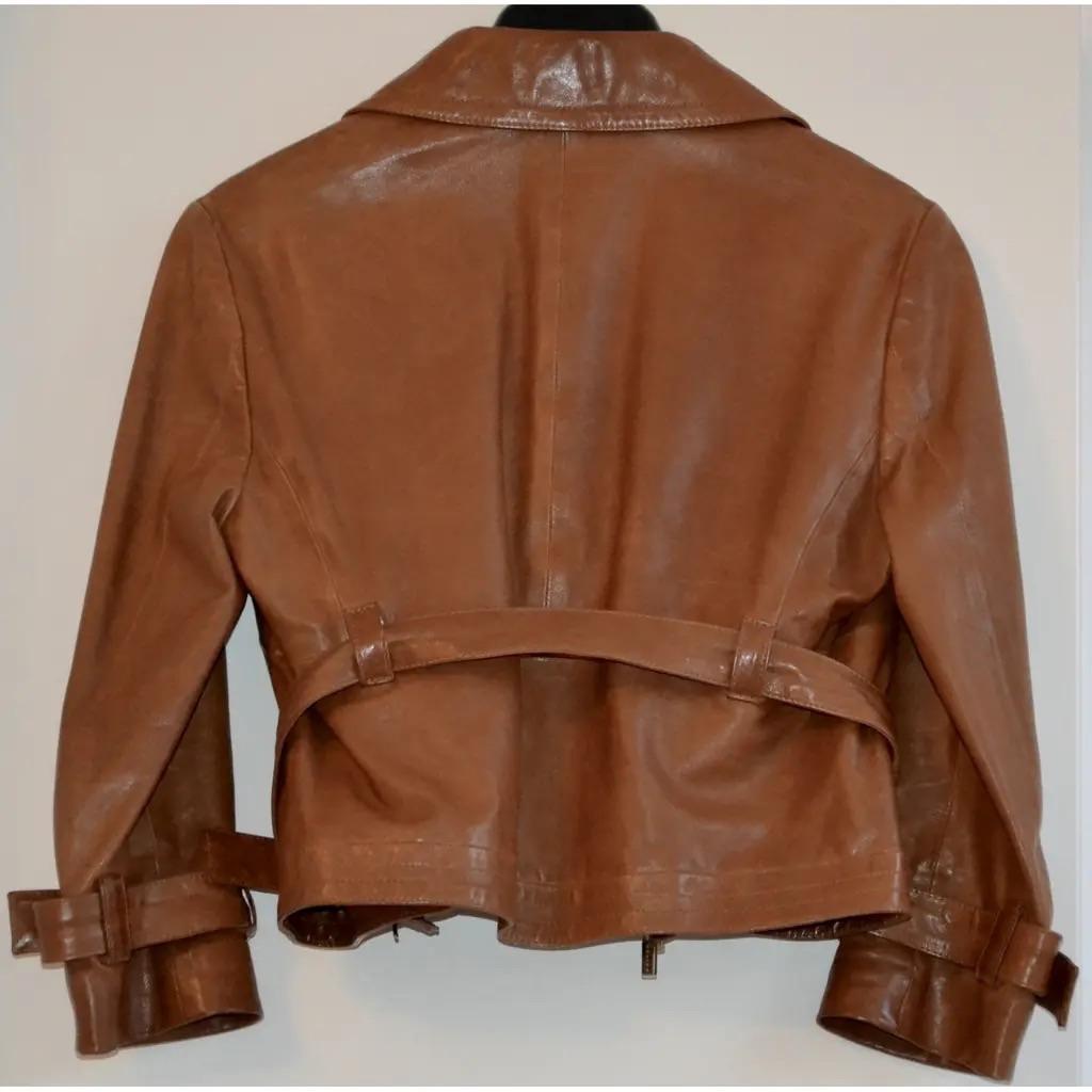 Celine Tan Leather Cropped  Jacket
