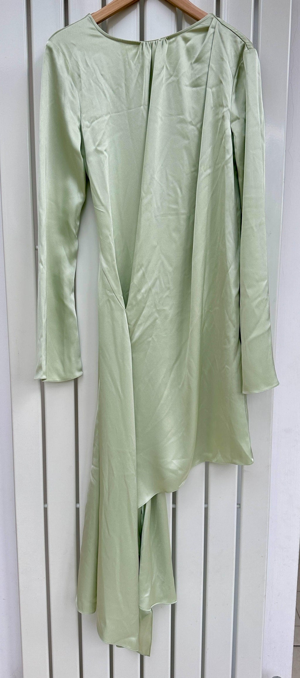 JW Anderson Green Satin Asymmetric Mini Dress