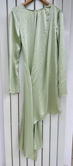 JW Anderson Green Satin Asymmetric Mini Dress
