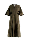 Studio Nicholson Cotton Poplin Olive Midi Dress