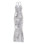Paco Rabanne Sequin Embellished V-Neck Maxi Dress