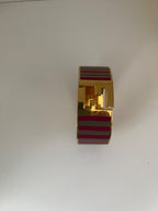 Striped enamel & gold-tone metal FF bangle