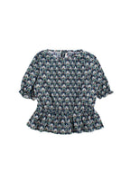 Bird Floral Printed Cotton Top