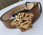 Versace Caramel Medusa Head Palazzo Belt - Size 80