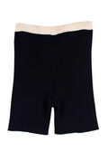 Prada Black Ribbed Cycling Shorts with Beige Trim Detail