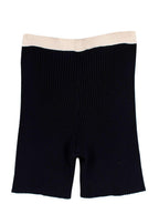 Prada Black Ribbed Cycling Shorts with Beige Trim Detail