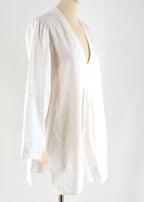 Tome White V-neck Long Sleeve Shirt