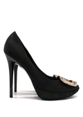 Roger Vivier Black Crystal-Embellished Satin Platform Pumps