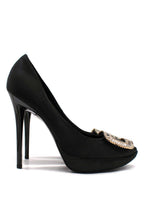 Roger Vivier Black Crystal-Embellished Satin Platform Pumps