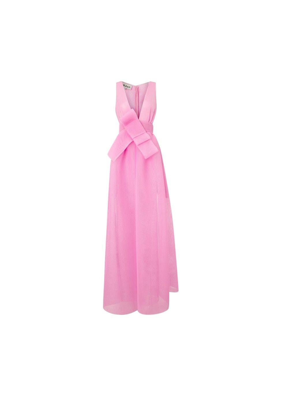 Pink Neoprene Net Maxi Dress