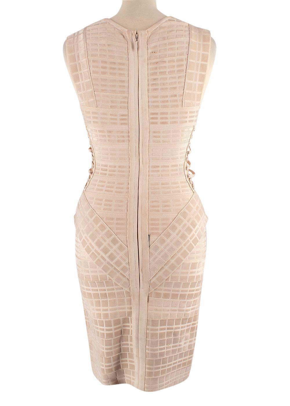 Herve Leger Beige Velvet Bandage Midi Dress