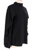 Red Valentino Black Silk Crepe Ruffled Blouse