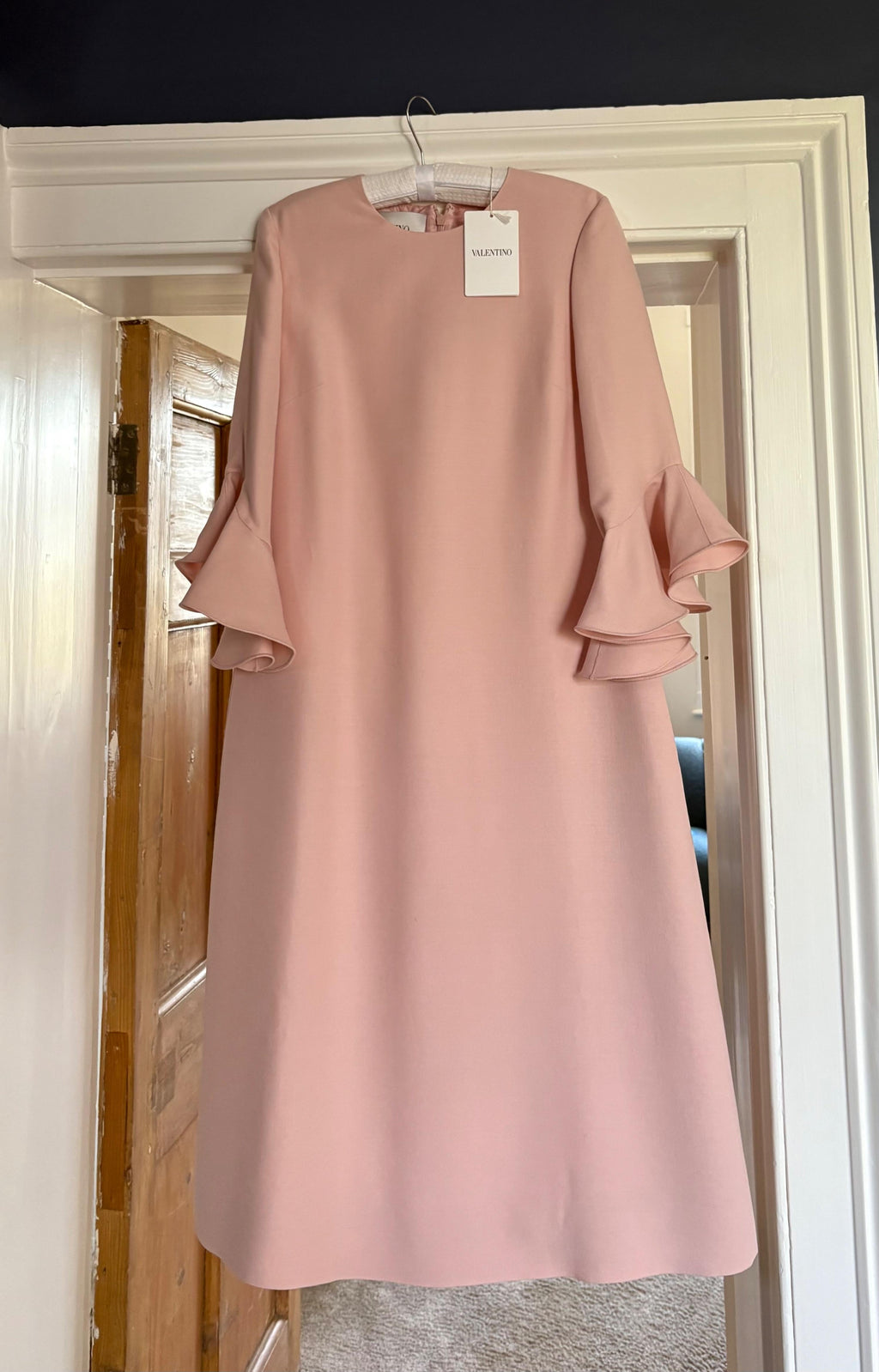 Valentino Pink Ruffle Sleeve Swing Dress