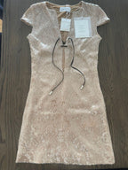 16Arlington Beige Sequin Embellished Mini Dress