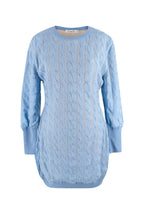Dior Sky Blue Wool, Cashmere & Silk Cable Knit Jumper Dress