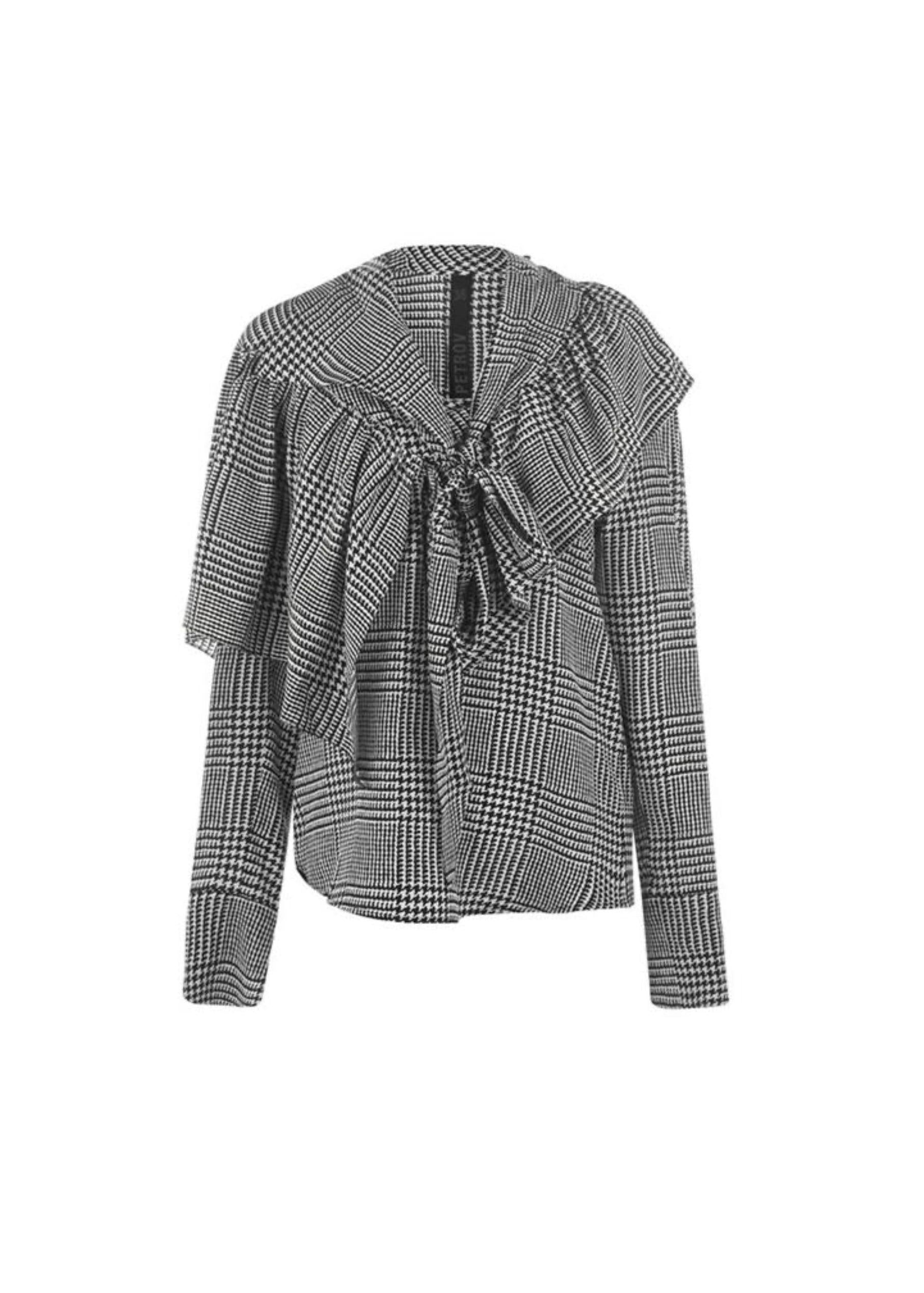 Prince of Wales Check Draped Blouse