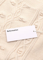 Reformation Cream Cento Cable-Knit Organic cotton Mini Dress