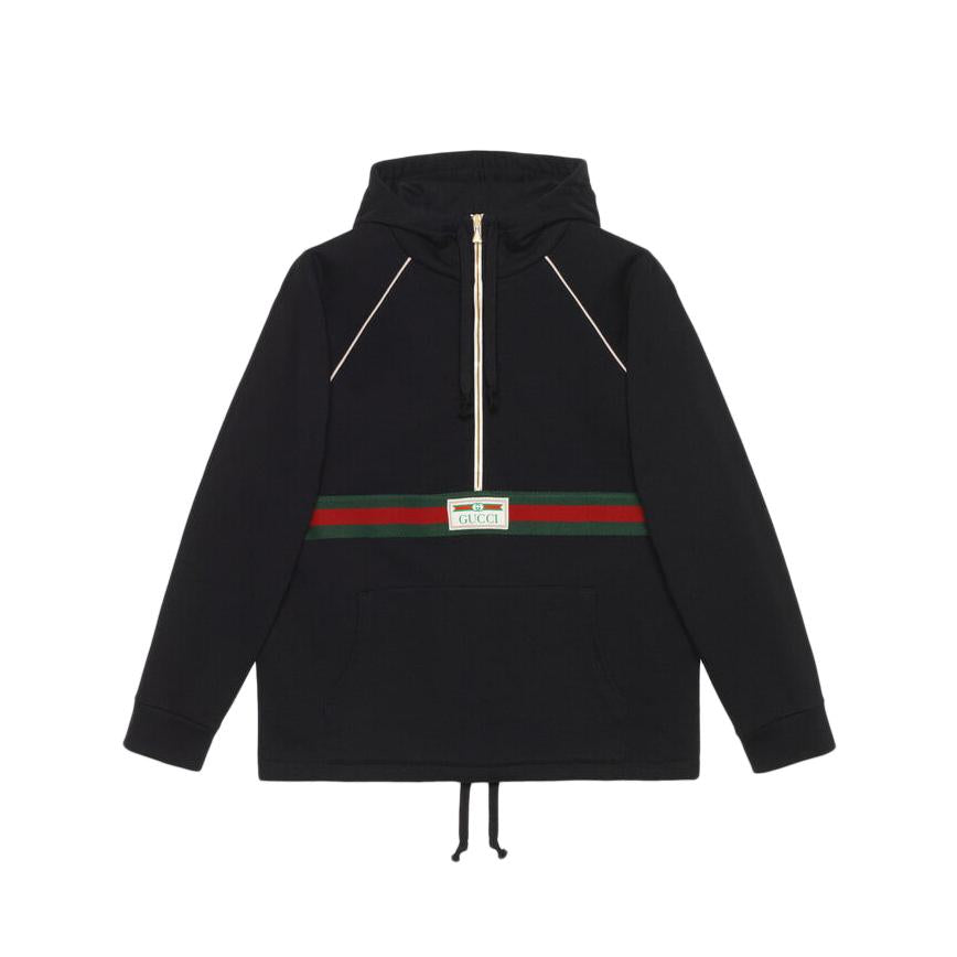 Gucci Black half-zip coated cotton jacket