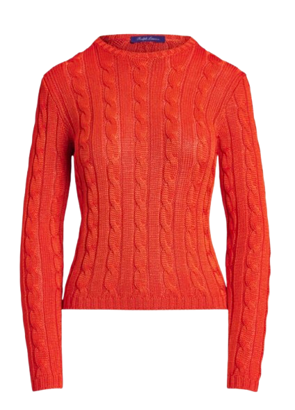 Ralph Lauren Orange Cable Knit Cashmere Jumper