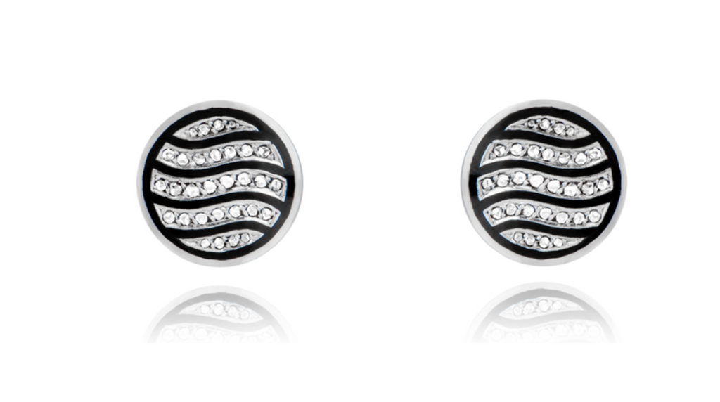 White Gold Diamond & Enamel Cufflinks