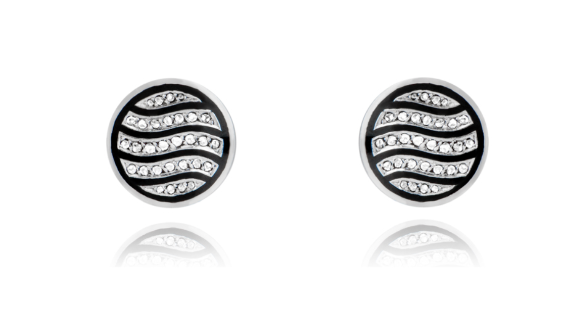 White Gold Diamond & Enamel Cufflinks