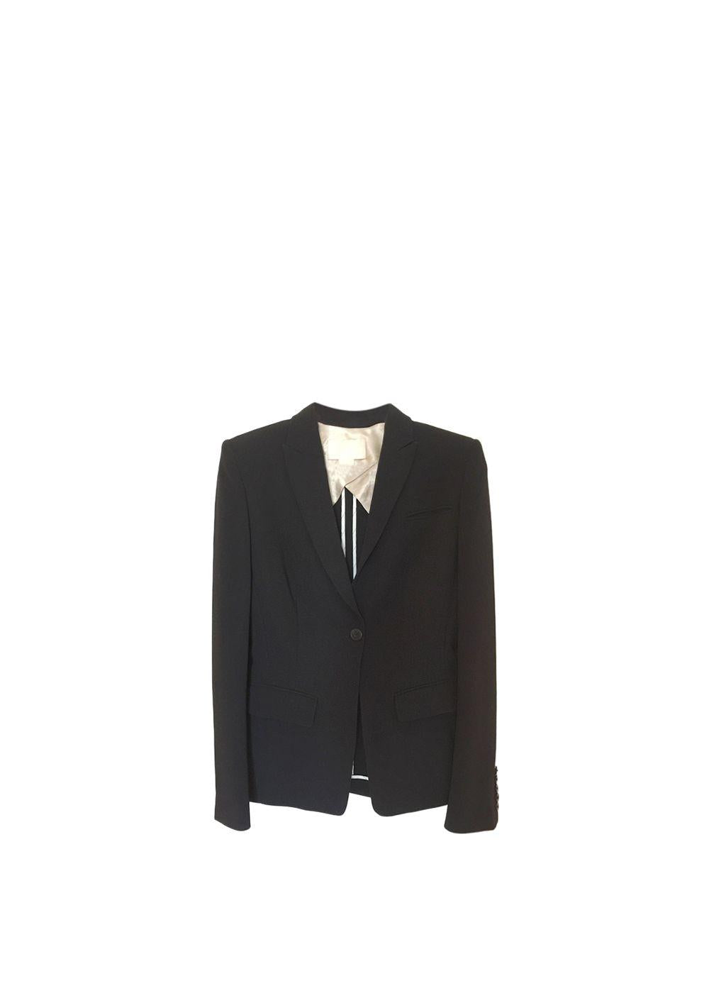 Black Crepe Single-Breasted Blazer