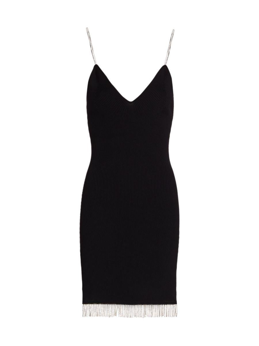 Bella Crystal Tassel Black Bodycon Dress