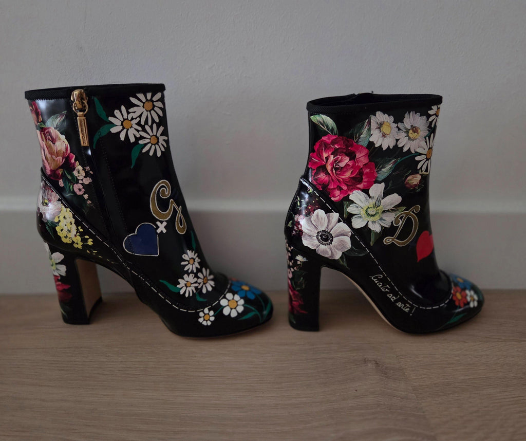 Dolce & Gabbana Floral Ankle Boots