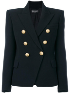 Balmain Black Double Breasted Blazer with Gold Button Detail
