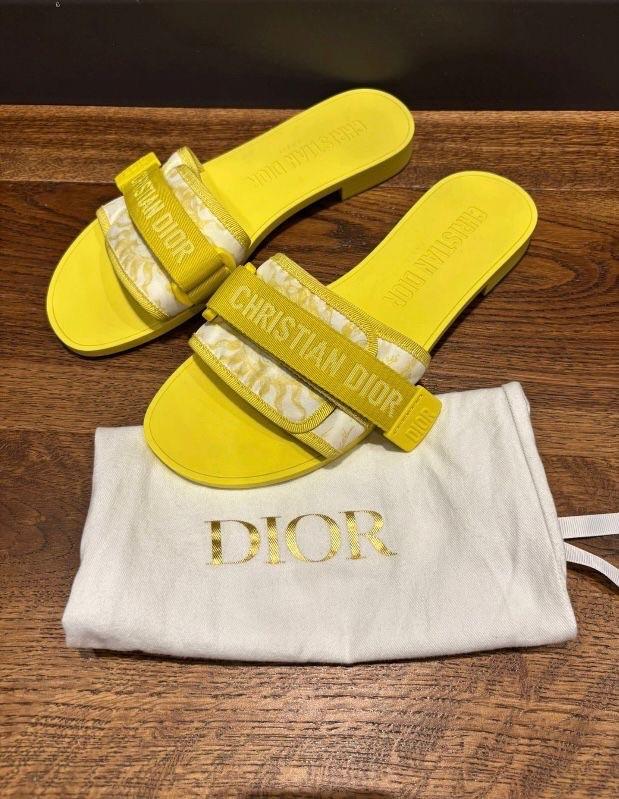 Dior Yellow Flat Beach Sandals