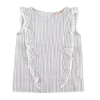 Bonpoint Blue Striped Ruffled Top