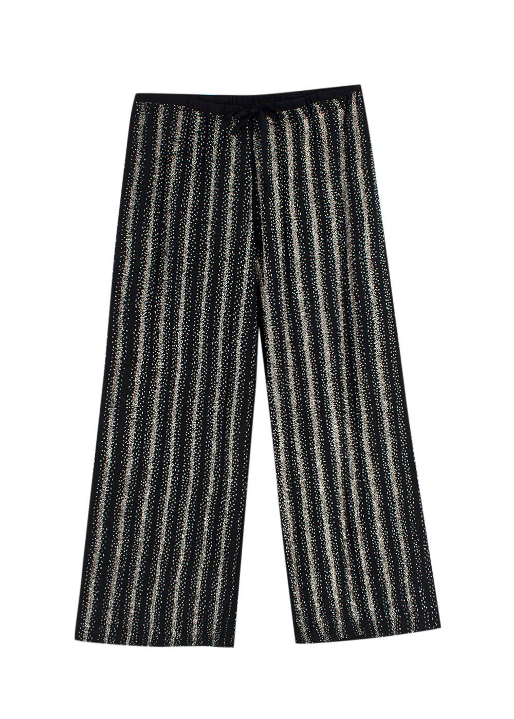 Dries Van Noten Black Silk Sequin Embellished Trousers