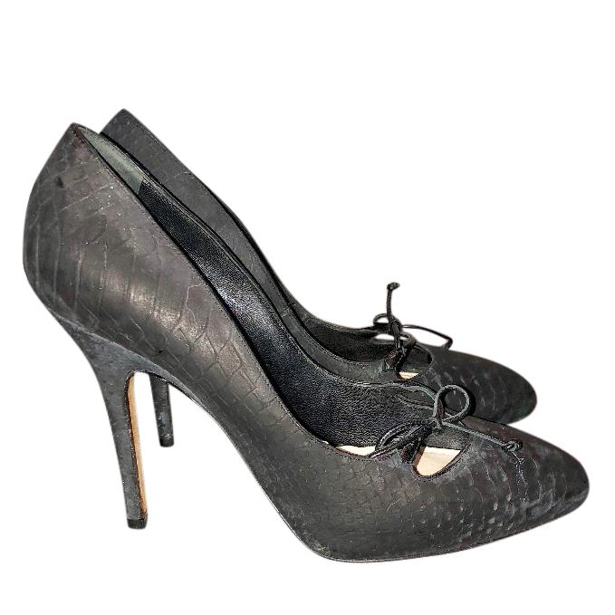 Christian Dior Black Embossed Leather Pumps