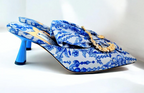 Jimmy Choo Blue And White Mules
