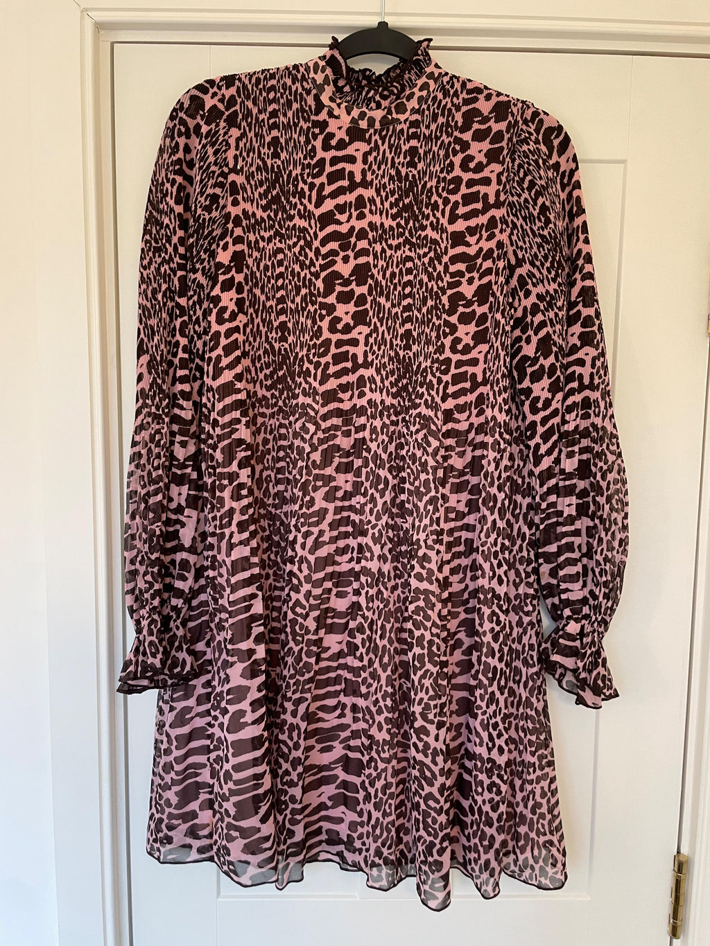 Pink Leopard Printed Georgette Mini Dress