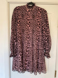 Pink Leopard Printed Georgette Mini Dress