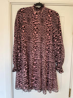 Pink Leopard Printed Georgette Mini Dress