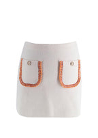 Maje Cream Tweed Skirt with Contrast Trim Detail