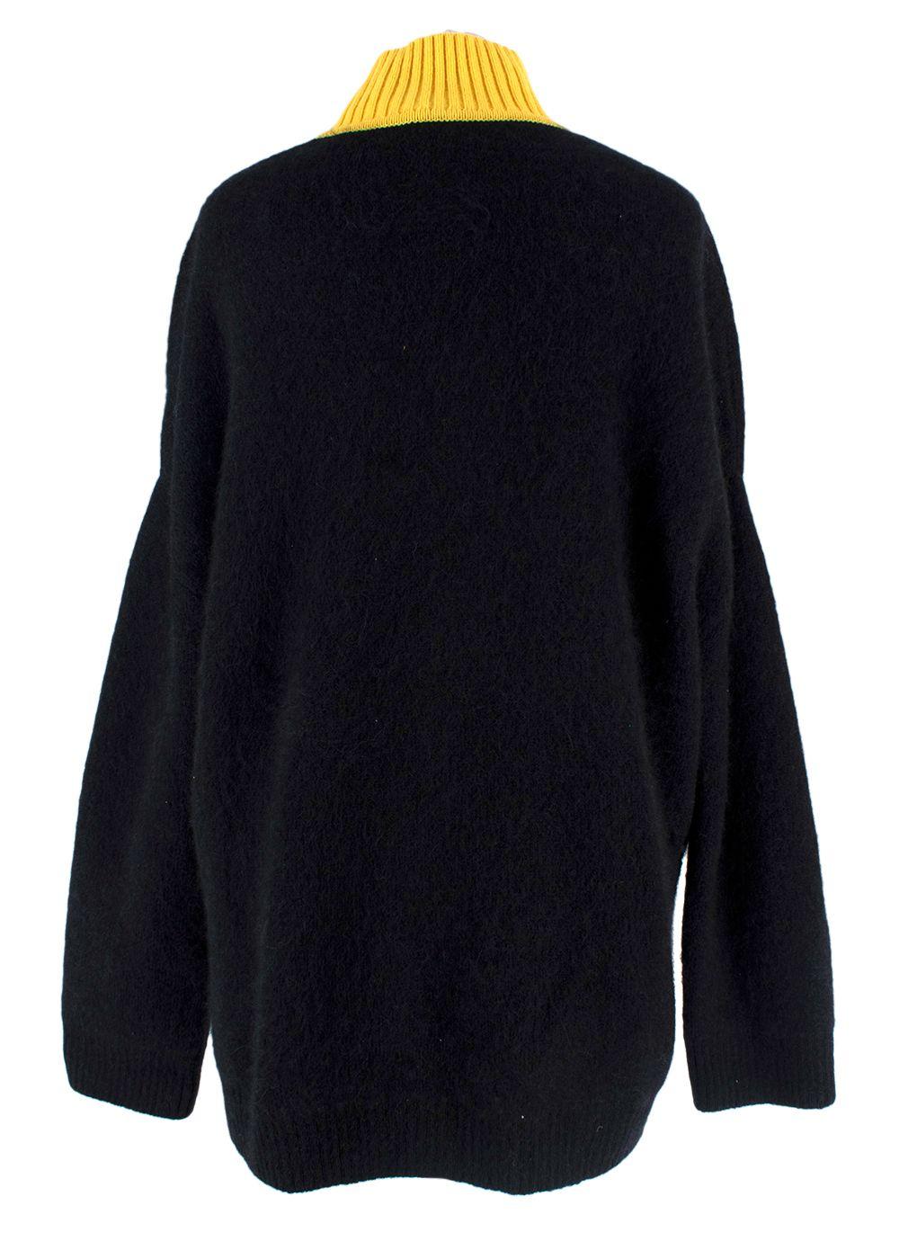 Fendi X Fila Black And Yellow Funnel Neck Knit Jumper