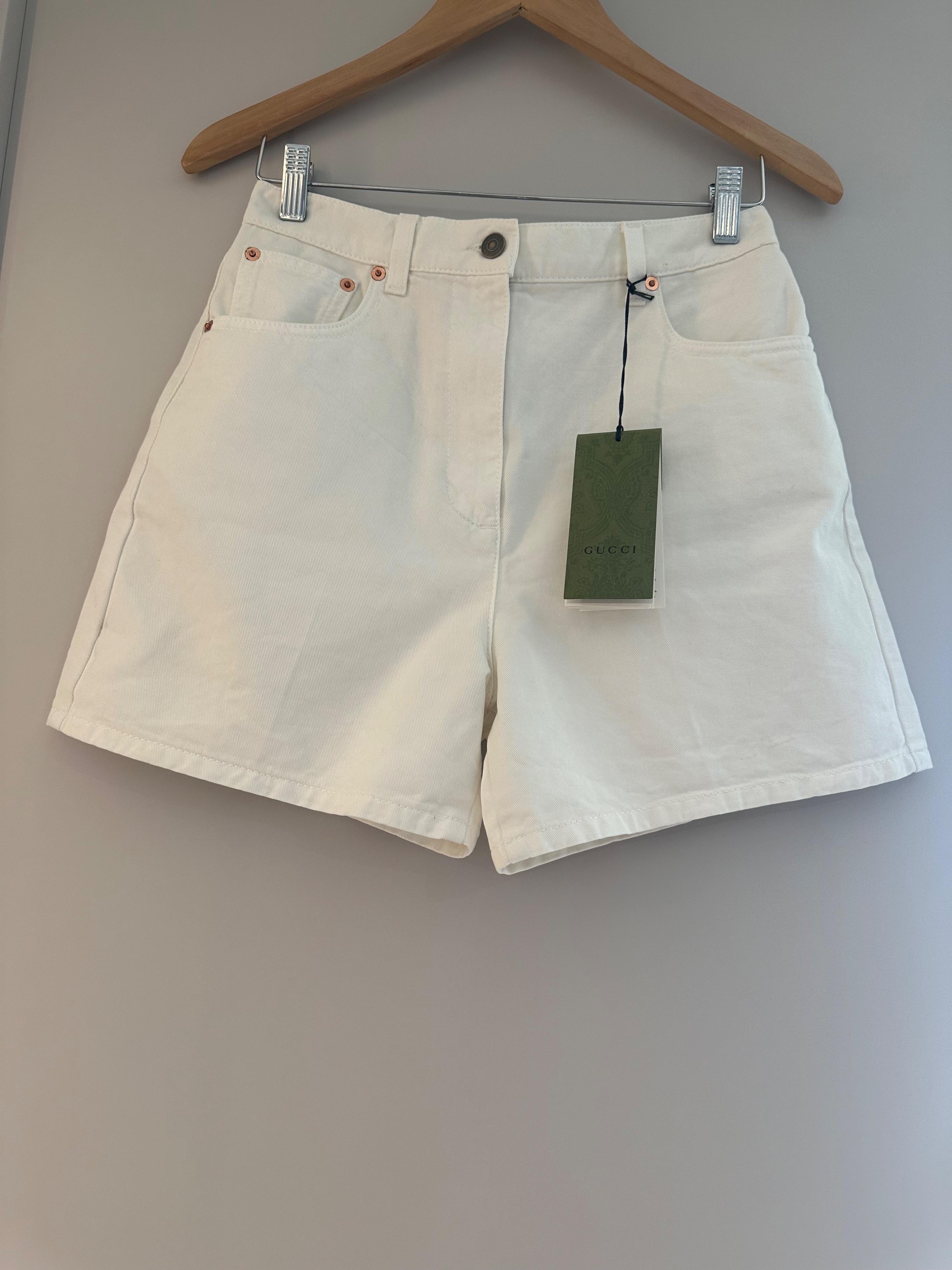 Gucci White Denim Shorts