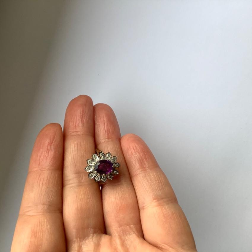 Bespoke Vintage Amethyst & Diamond Ring