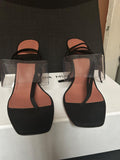 Black Suede Zula 95 PVC Thong Sandals