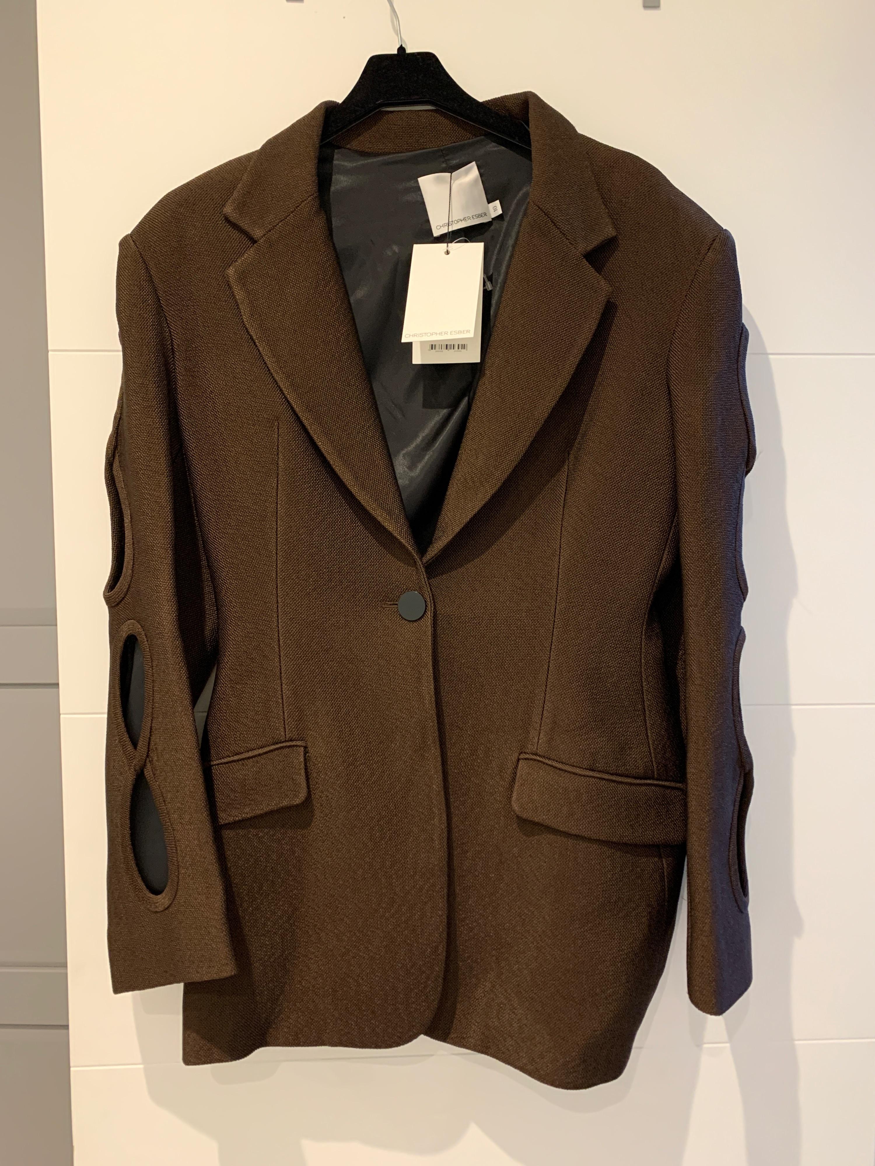 Infinity cutout basketweave blazer