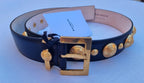 Black leather & gold-tone metal Coin belt 80