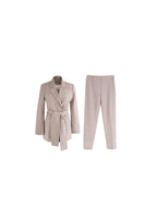 Beige Wool Tailored Jacket and Trousers Set