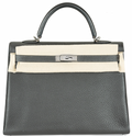 Graphite Veau grey Taurillon Clemence leather Kelly II 35 Retourne bag PHW