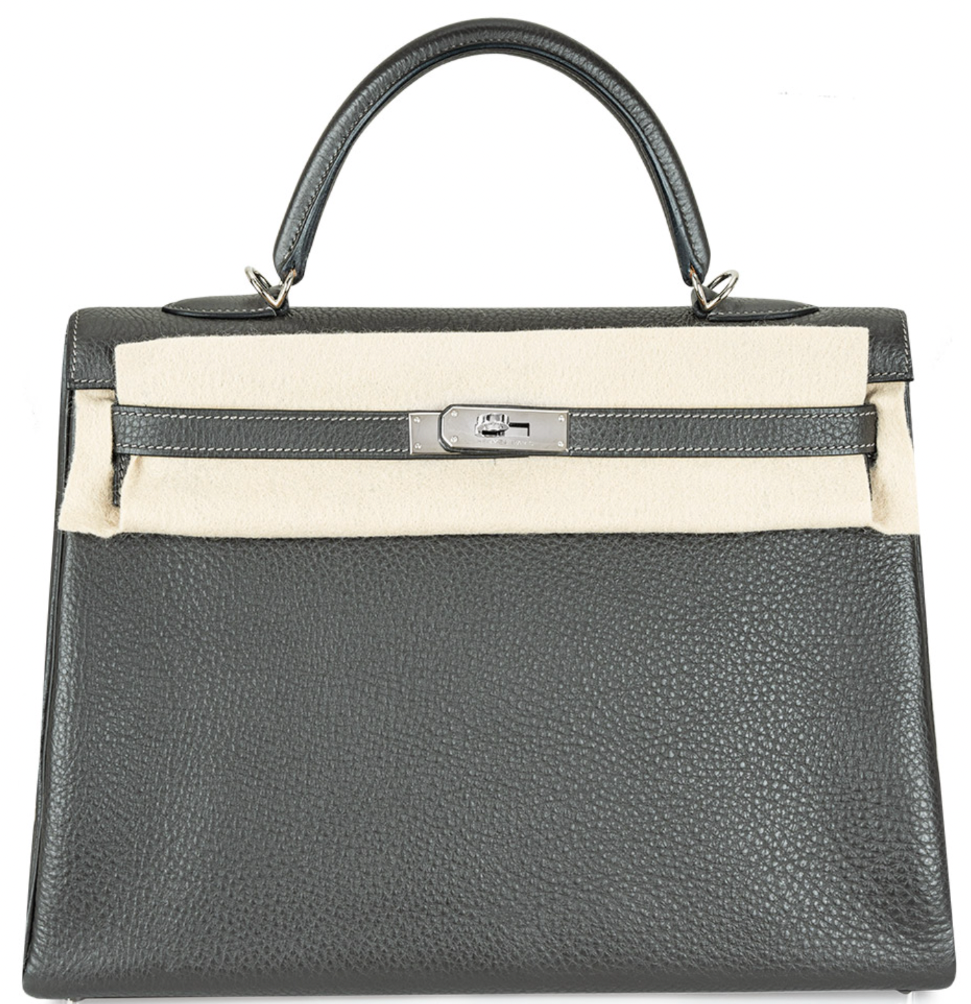 Graphite Veau grey Taurillon Clemence leather Kelly II 35 Retourne bag PHW