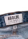 Agolde Blue High Waisted Frayed Hem Denim Jeans