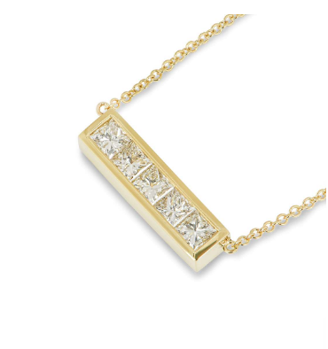 Bespoke Yellow Gold Diamond Bar Necklace